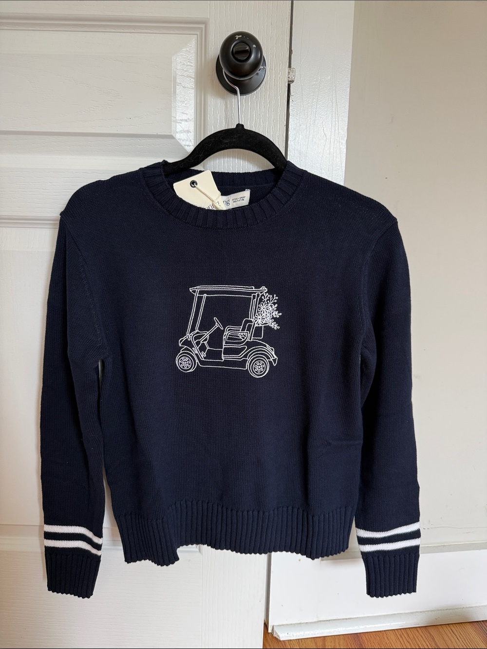 Navy Crewneck Sweater with Golf Cart Graphic - Midspring Brand
